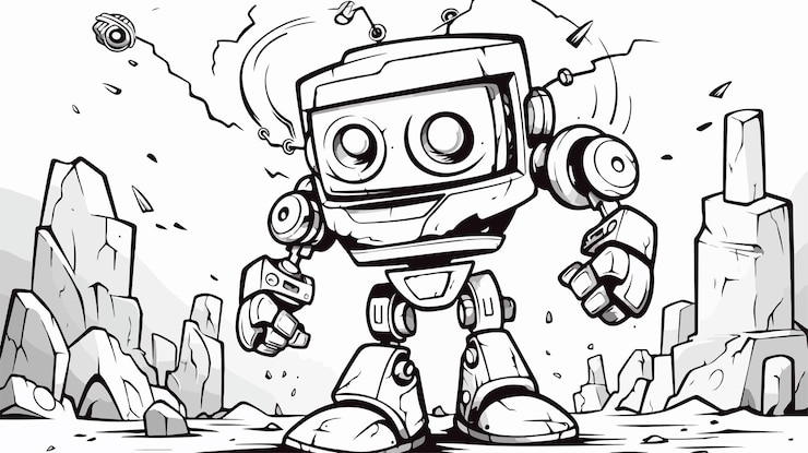 Vector los dibujos animados de los robots locos y rotos