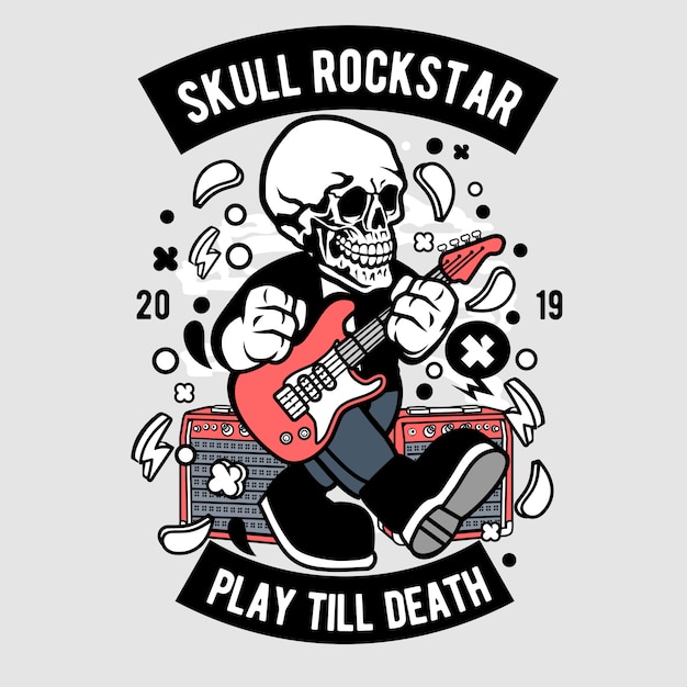 Dibujos animados de rockstar cráneo