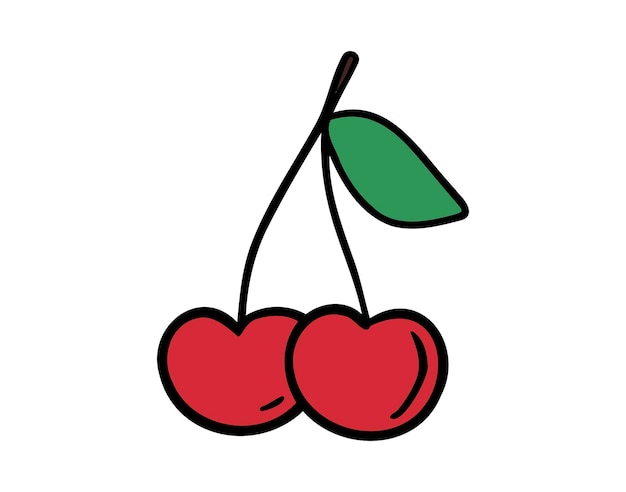 dibujos animados rojos dos icono de cereza garabateado dibujado a mano dibujo de línea de contorno símbolo de clip