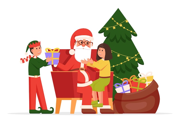 Dibujos animados de Santa Claus y los niños