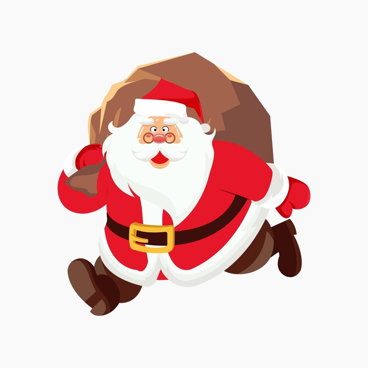 Dibujos animados de santa claus con un saco de regalos