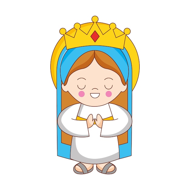 Dibujos animados de Santa María aislado sobre fondo blanco. ilustración vectorial