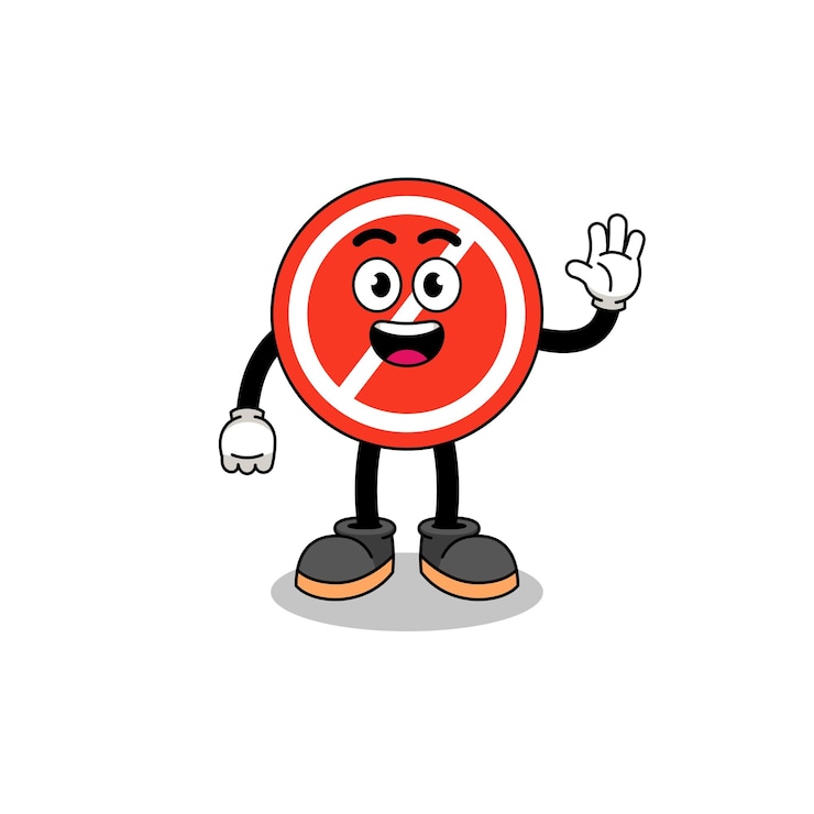 Vector dibujos animados de señal de stop haciendo diseño de personajes de gesto de mano de onda