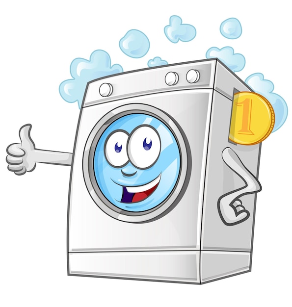 Dibujos animados de servicio de lavandería con vector de monedas