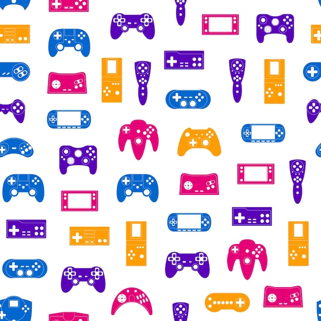 Dibujos animados silueta Gamepad sin fisuras de fondo en un elemento de concepto blanco estilo de diseño plano ilustración vectorial de juego de Joystick