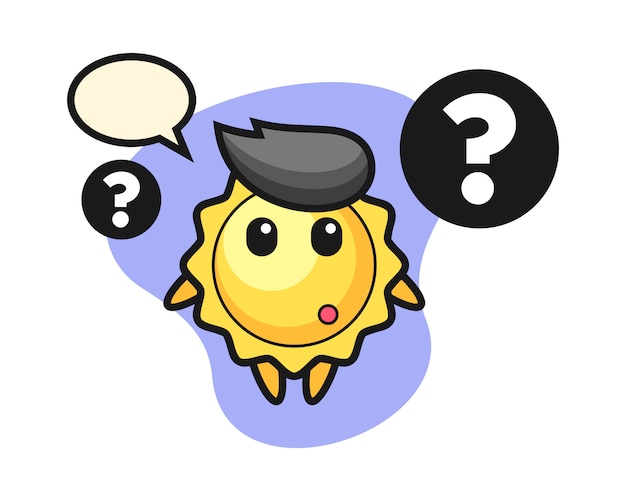 Dibujos animados de sol con el signo de interrogación
