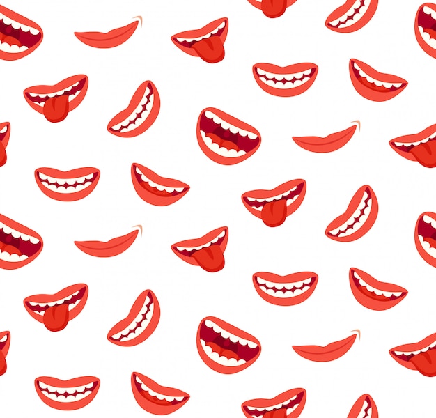 Dibujos animados sonriendo labios de patrones sin fisuras