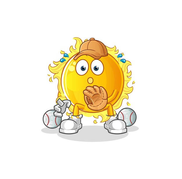 Dibujos animados de Sun baseball Catcher. vector de mascota de dibujos animados