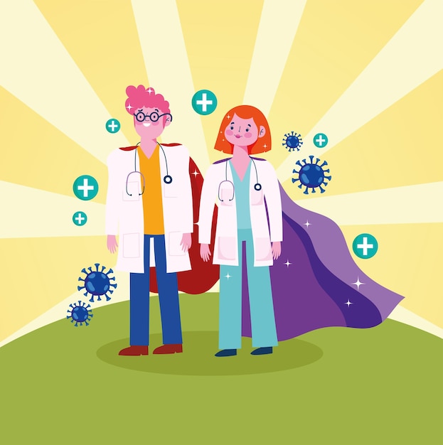Dibujos animados de super doctores