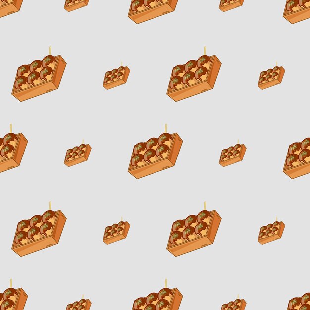 Dibujos animados takoyaki comida japonesa de patrones sin fisuras en colores de fondo
