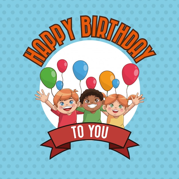 Vector dibujos animados de tarjeta de feliz cumpleaños niño