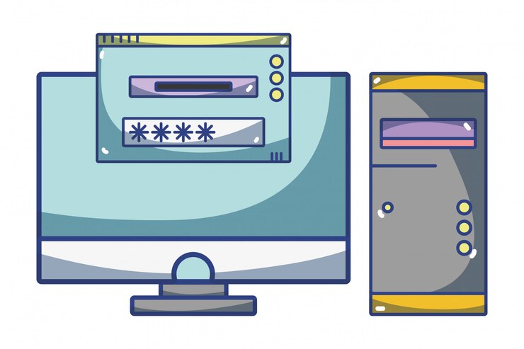 Vector dibujos animados de tecnología informática