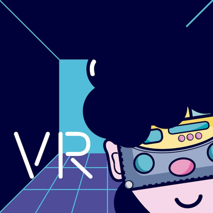 Vector dibujos animados de tecnología de realidad virtual