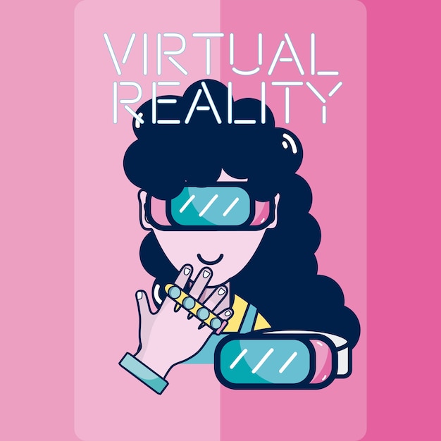 Dibujos animados de tecnología de realidad virtual