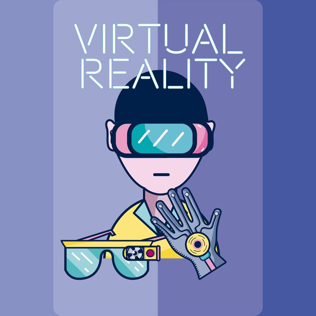 Dibujos animados de tecnología de realidad virtual