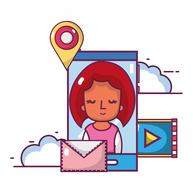 Dibujos animados de teléfonos inteligentes de tecnología
