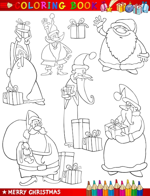 dibujos animados temas de Navidad para colorear libro