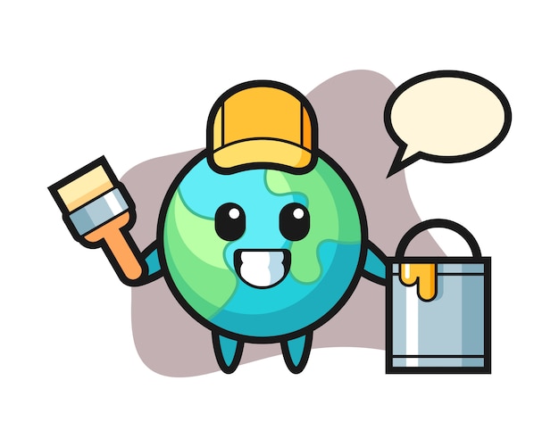 Dibujos animados de la tierra como pintor