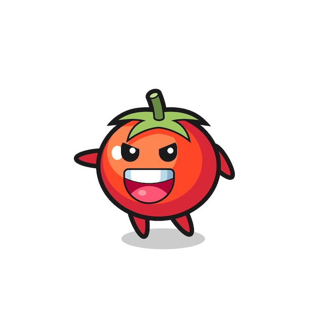Dibujos animados de tomates con pose muy emocionada, diseño de estilo lindo para camiseta, pegatina, elemento de logotipo