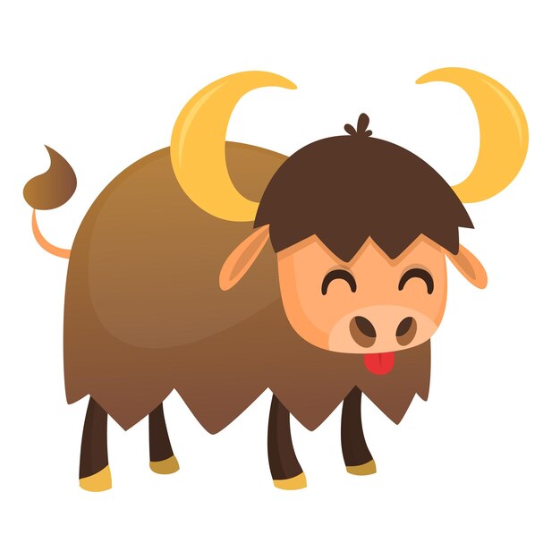 Dibujos animados toro americano búfalo buey bisonte aislado sobre fondo blanco Página de libro colorido para niños y niños