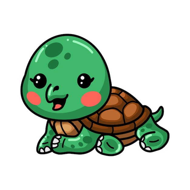 Dibujos animados de tortuga bebé lindo que se establecen