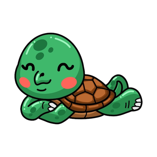 Dibujos animados de tortuga bebé lindo que se establecen