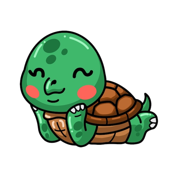 Dibujos animados de tortuga bebé lindo que se establecen