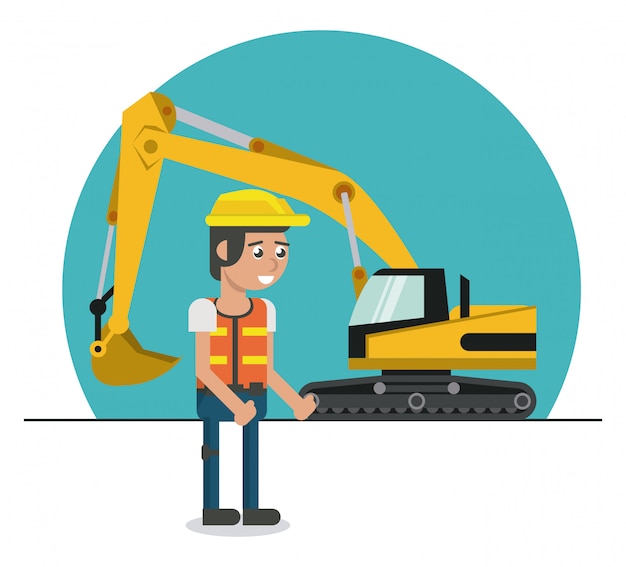 Vector dibujos animados de trabajador de construcción