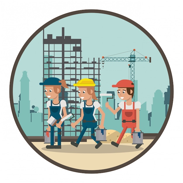 Dibujos animados de trabajadores geométricos