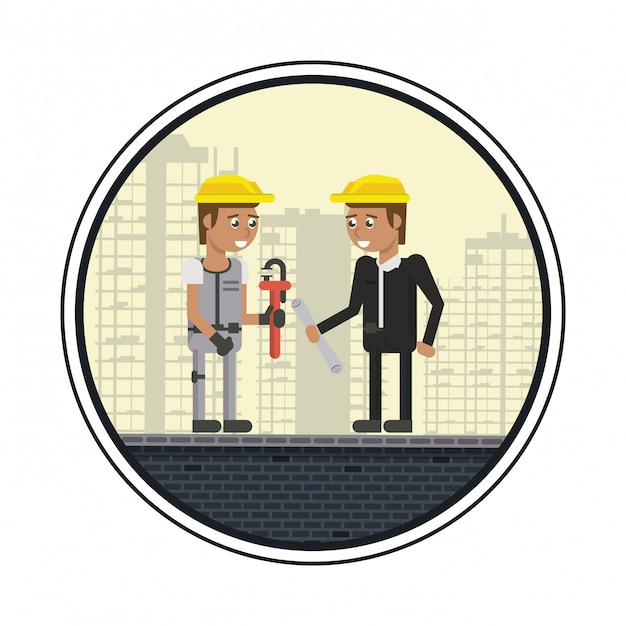 Dibujos animados de trabajadores geométricos