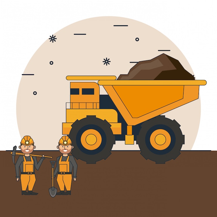 Vector dibujos animados de trabajadores mineros