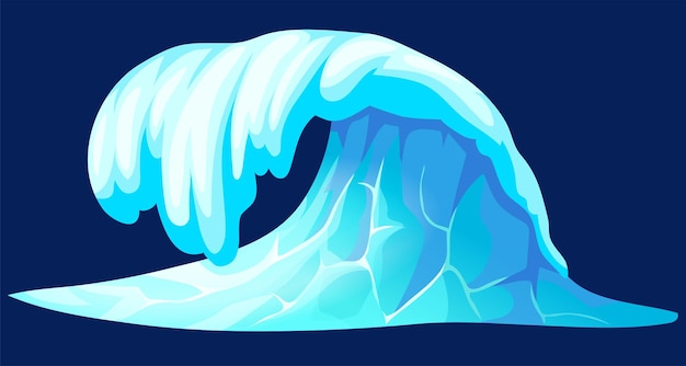 Vector dibujos animados tsunami mar tormenta nube hielo en invierno agua congelada océano alta ola en el norte edad de hielo