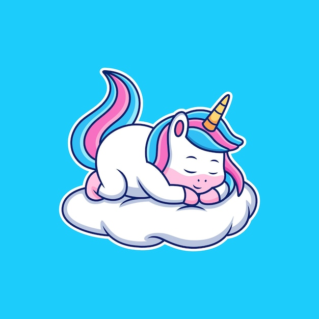 Dibujos animados de unicornio para dormir con pose linda