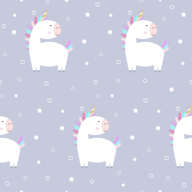 Dibujos animados de unicornio de patrones sin fisuras Vector infantil Perfecto para tarjeta de felicitación de niños de guardería