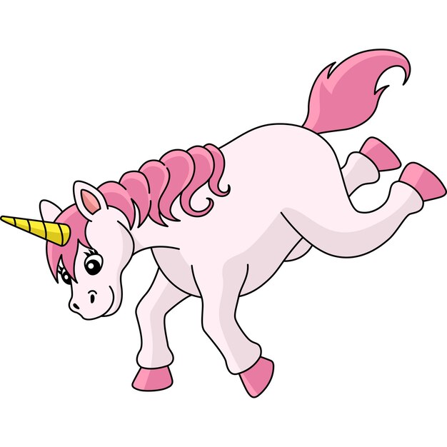 Dibujos animados de unicornio que cae Clipart coloreado