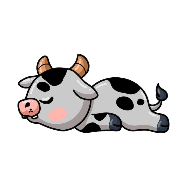 Dibujos animados de vaca lindo bebé durmiendo
