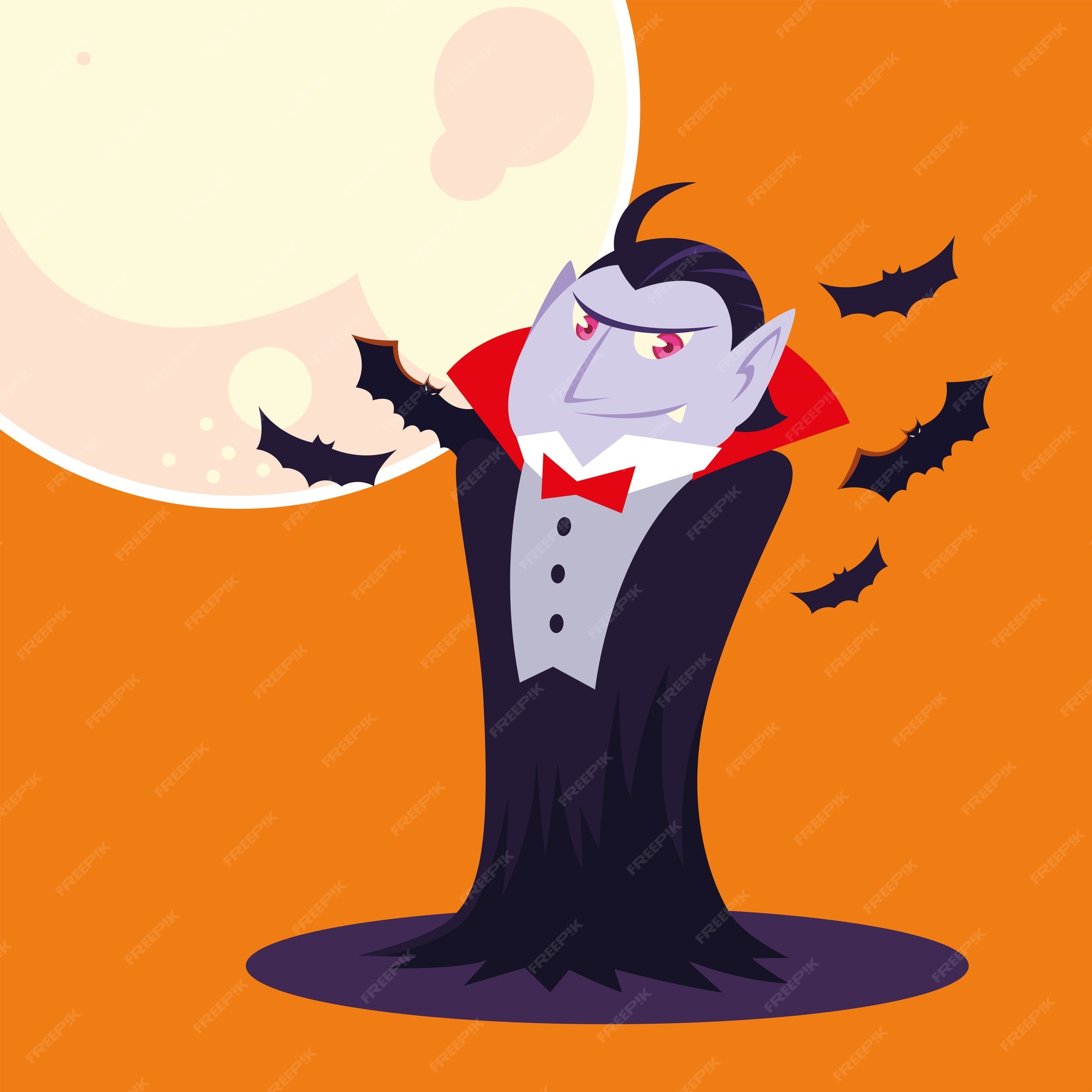 Dibujos animados de vampiros de halloween con diseño de luna, vacaciones y  tema aterrador | Vector Premium