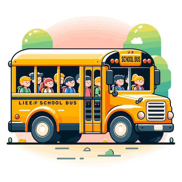 Vector dibujos animados de vector de autobús escolar ai generado