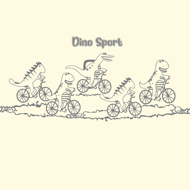 Dibujos animados de vector de ciclismo de dinosaurio