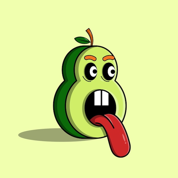 Vector dibujos animados de vector de ilustración de aguacate sorprendido