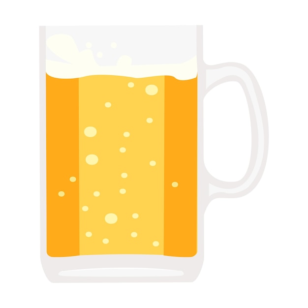 Dibujos animados vector ilustración objeto aislado bebida fría cerveza con burbuja y vaso de vidrio