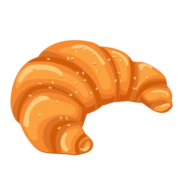 Dibujos animados vector ilustración objeto aislado deliciosa harina comida panadería pan croissant con sésamo