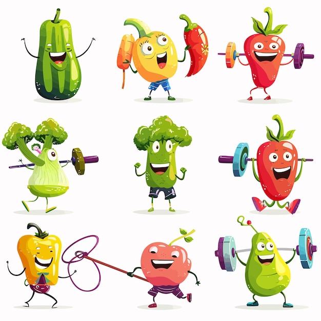 Vector dibujos animados_vegetales_saludables_mascotas