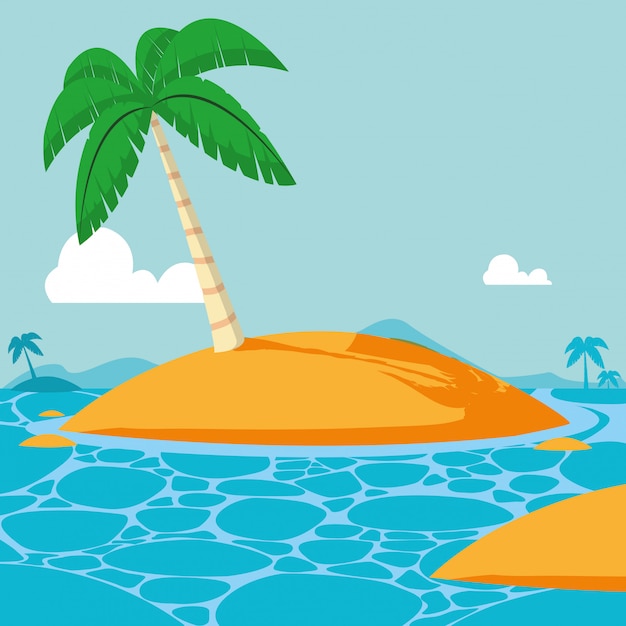 Dibujos animados de verano y playa | Vector Premium