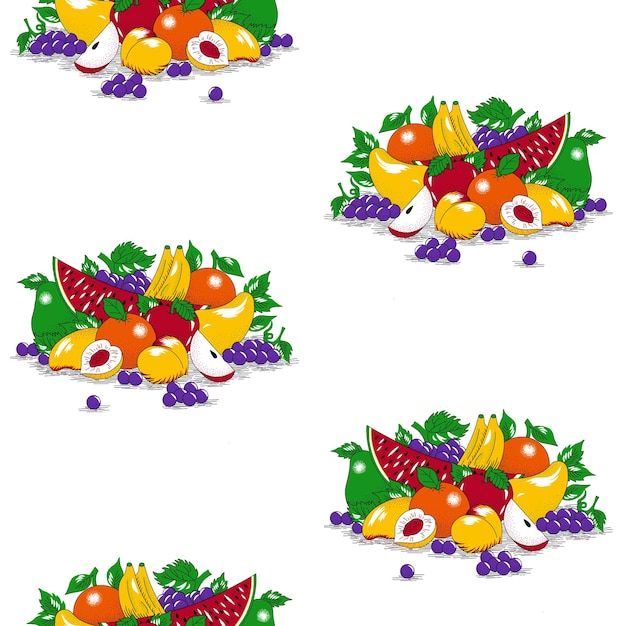 Vector dibujos animados de verduras y frutas diseño de patrones digitales y textiles