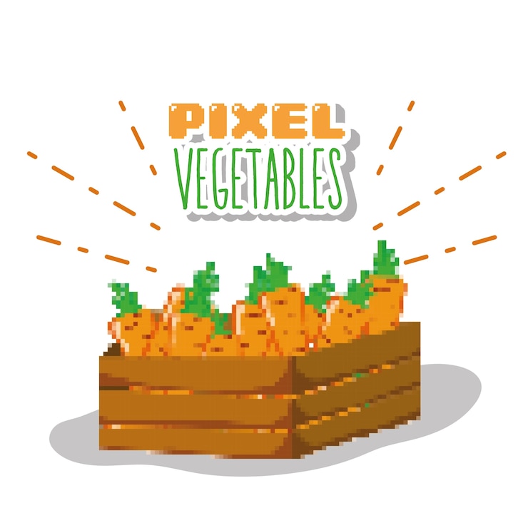 Vector dibujos animados de verduras pixel