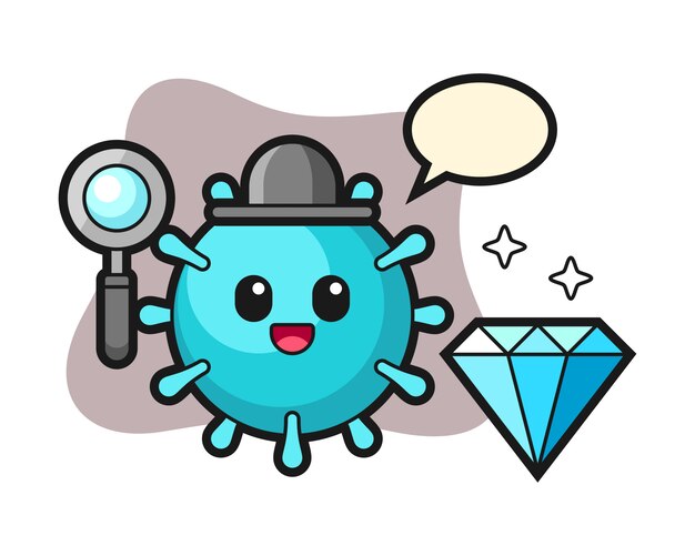 Dibujos animados de virus con un diamante