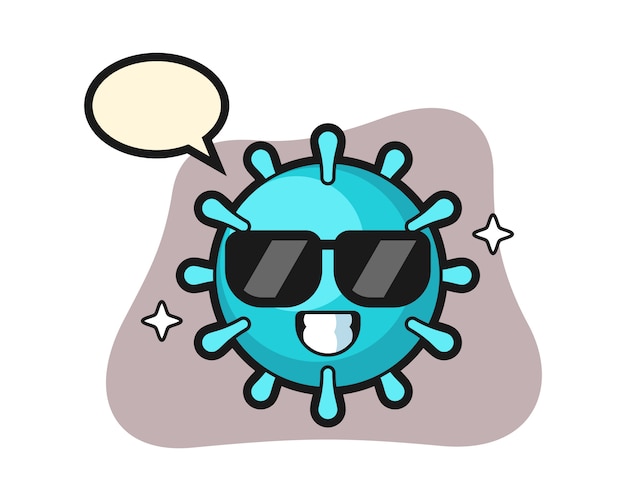 Dibujos animados de virus con gesto genial