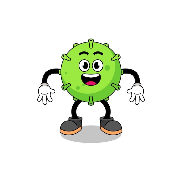 Dibujos animados de virus con gesto sorprendido