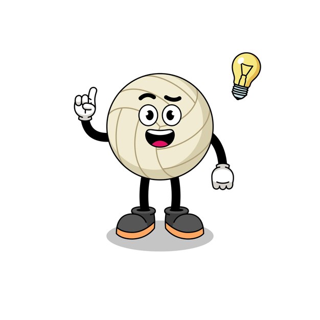 Dibujos animados de voleibol con un diseño de personaje de pose de idea